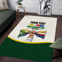 Personalized Comoros Independence Day Area Rug July 6th National Pride Flag Graphic With Heritage Emblem