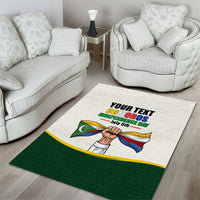 Personalized Comoros Independence Day Area Rug July 6th National Pride Flag Graphic With Heritage Emblem