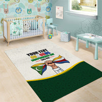 Personalized Comoros Independence Day Area Rug July 6th National Pride Flag Graphic With Heritage Emblem