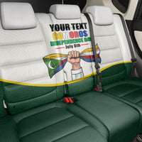 Personalized Comoros Independence Day Back Car Seat Cover July 6th National Pride Flag Graphic With Heritage Emblem