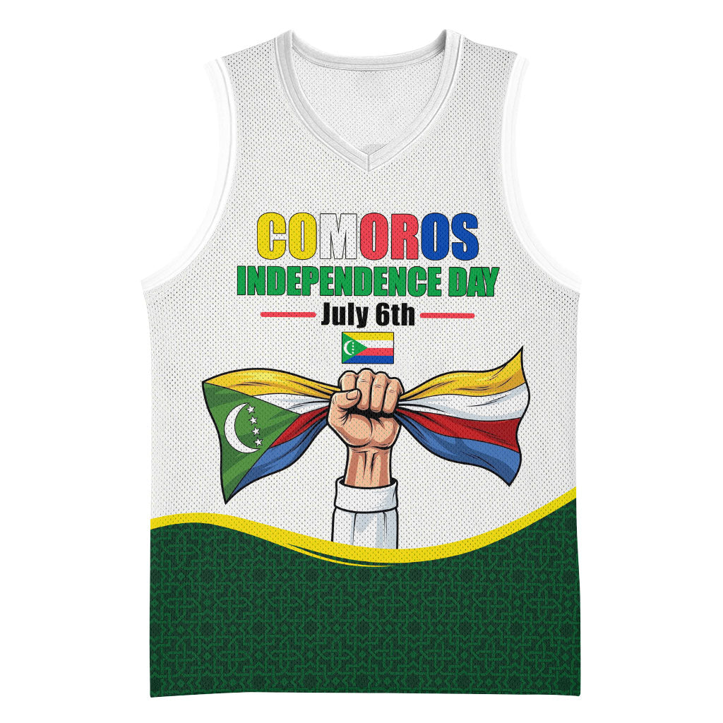 Personalized Comoros Independence Day Basketball Jersey July 6th National Pride Flag Graphic With Heritage Emblem
