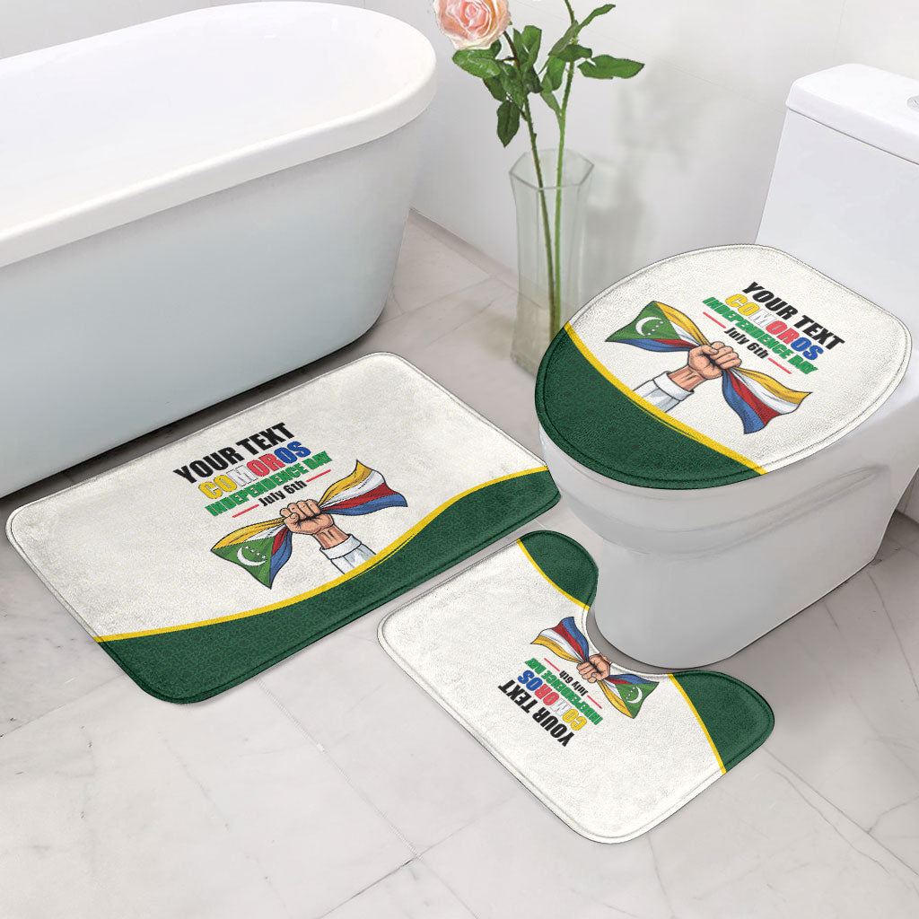 Personalized Comoros Independence Day Bathroom Set July 6th National Pride Flag Graphic With Heritage Emblem