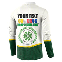 Personalized Comoros Independence Day Button Sweatshirt July 6th National Pride Flag Graphic With Heritage Emblem