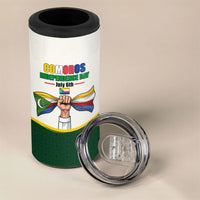Personalized Comoros Independence Day 4 in 1 Can Cooler Tumbler July 6th National Pride Flag Graphic With Heritage Emblem