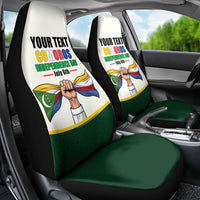 Personalized Comoros Independence Day Car Seat Cover July 6th National Pride Flag Graphic With Heritage Emblem