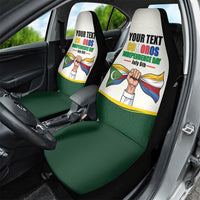 Personalized Comoros Independence Day Car Seat Cover July 6th National Pride Flag Graphic With Heritage Emblem