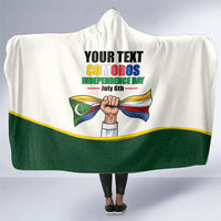 Personalized Comoros Independence Day Hooded Blanket July 6th National Pride Flag Graphic With Heritage Emblem