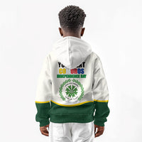 Personalized Comoros Independence Day Kid Hoodie July 6th National Pride Flag Graphic With Heritage Emblem