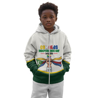 Personalized Comoros Independence Day Kid Hoodie July 6th National Pride Flag Graphic With Heritage Emblem