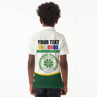 Personalized Comoros Independence Day Kid Polo Shirt July 6th National Pride Flag Graphic With Heritage Emblem