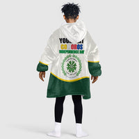 Personalized Comoros Independence Day Kid Wearable Blanket Hoodie July 6th National Pride Flag Graphic With Heritage Emblem