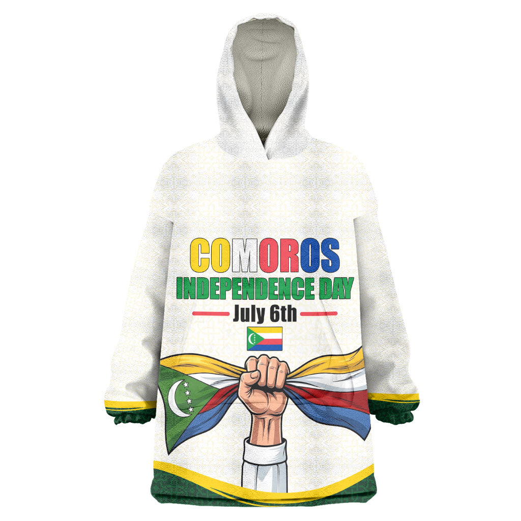 Personalized Comoros Independence Day Kid Wearable Blanket Hoodie July 6th National Pride Flag Graphic With Heritage Emblem