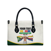 Personalized Comoros Independence Day Leather Bag July 6th National Pride Flag Graphic With Heritage Emblem