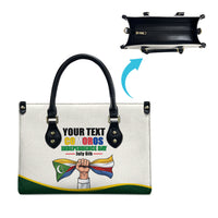 Personalized Comoros Independence Day Leather Bag July 6th National Pride Flag Graphic With Heritage Emblem