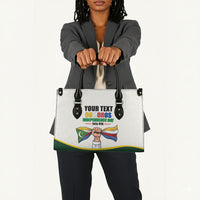 Personalized Comoros Independence Day Leather Bag July 6th National Pride Flag Graphic With Heritage Emblem