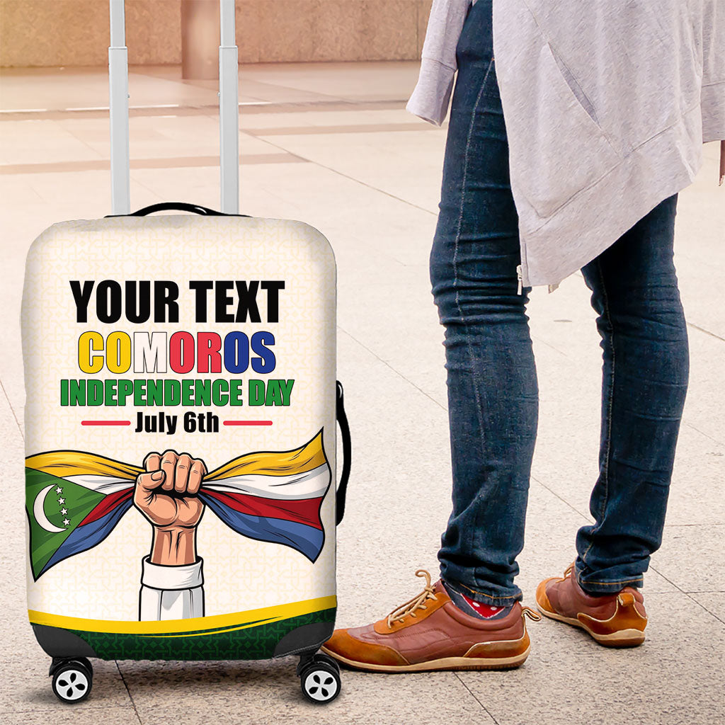 Personalized Comoros Independence Day Luggage Cover July 6th National Pride Flag Graphic With Heritage Emblem