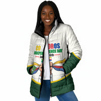 Personalized Comoros Independence Day Padded Jacket July 6th National Pride Flag Graphic With Heritage Emblem