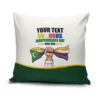 Personalized Comoros Independence Day Pillow Cover July 6th National Pride Flag Graphic With Heritage Emblem