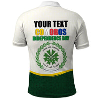 Personalized Comoros Independence Day Polo Shirt July 6th National Pride Flag Graphic With Heritage Emblem
