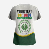 Personalized Comoros Independence Day Scrub Top July 6th National Pride Flag Graphic With Heritage Emblem