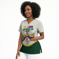 Personalized Comoros Independence Day Scrub Top July 6th National Pride Flag Graphic With Heritage Emblem