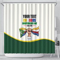 Personalized Comoros Independence Day Shower Curtain July 6th National Pride Flag Graphic With Heritage Emblem