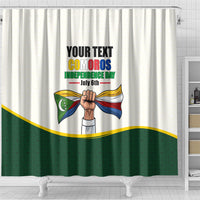 Personalized Comoros Independence Day Shower Curtain July 6th National Pride Flag Graphic With Heritage Emblem