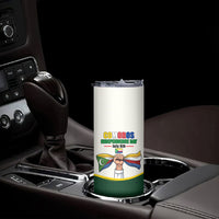 Personalized Comoros Independence Day Skinny Tumbler July 6th National Pride Flag Graphic With Heritage Emblem