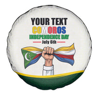 Personalized Comoros Independence Day Spare Tire Cover July 6th National Pride Flag Graphic With Heritage Emblem
