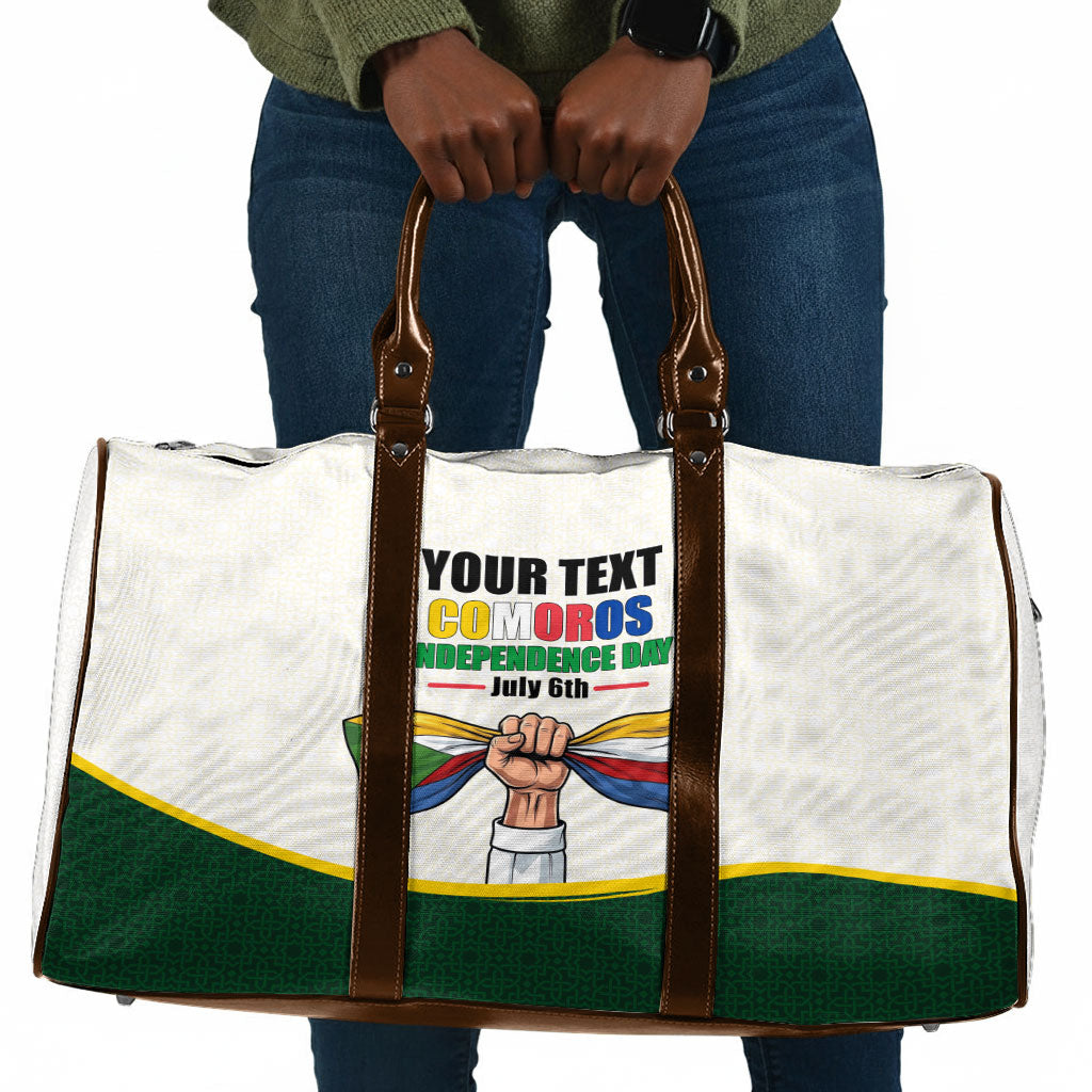 Personalized Comoros Independence Day Travel Bag July 6th National Pride Flag Graphic With Heritage Emblem