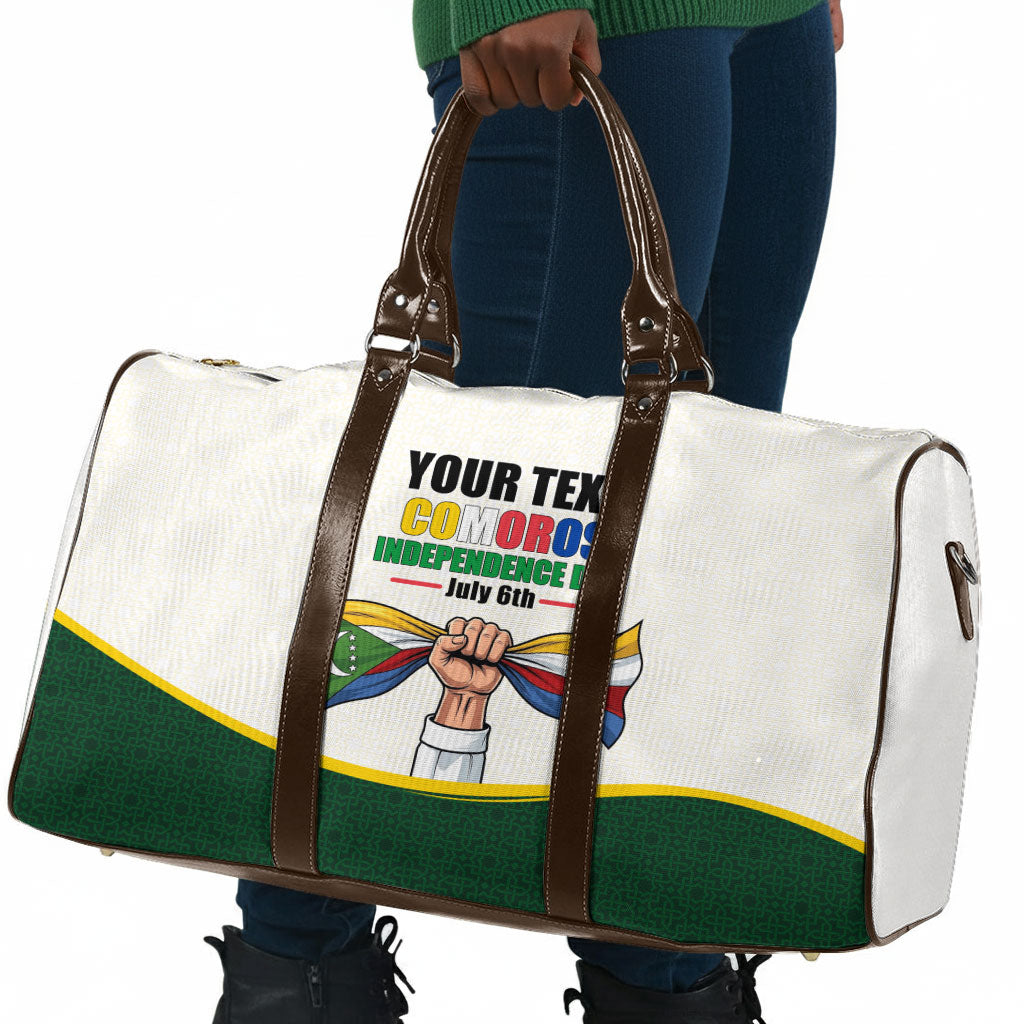 Personalized Comoros Independence Day Travel Bag July 6th National Pride Flag Graphic With Heritage Emblem