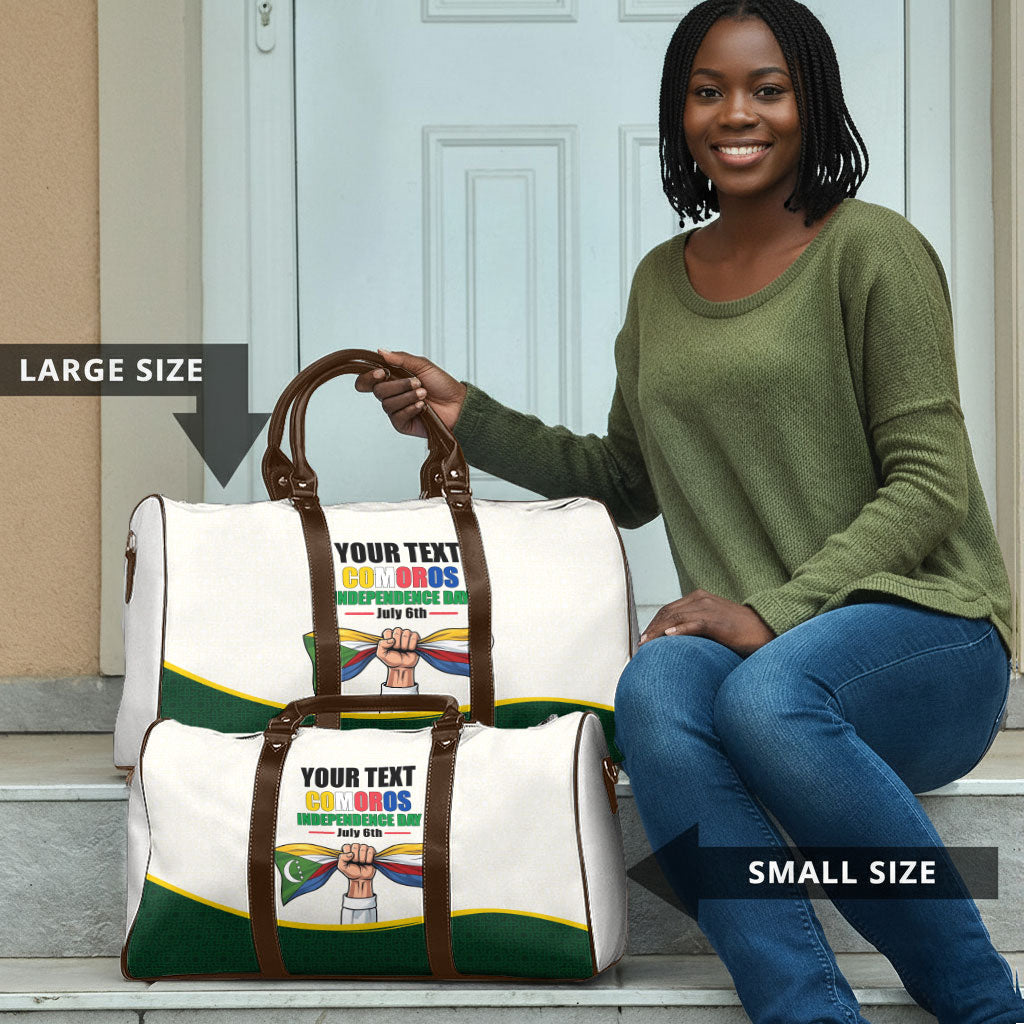 Personalized Comoros Independence Day Travel Bag July 6th National Pride Flag Graphic With Heritage Emblem