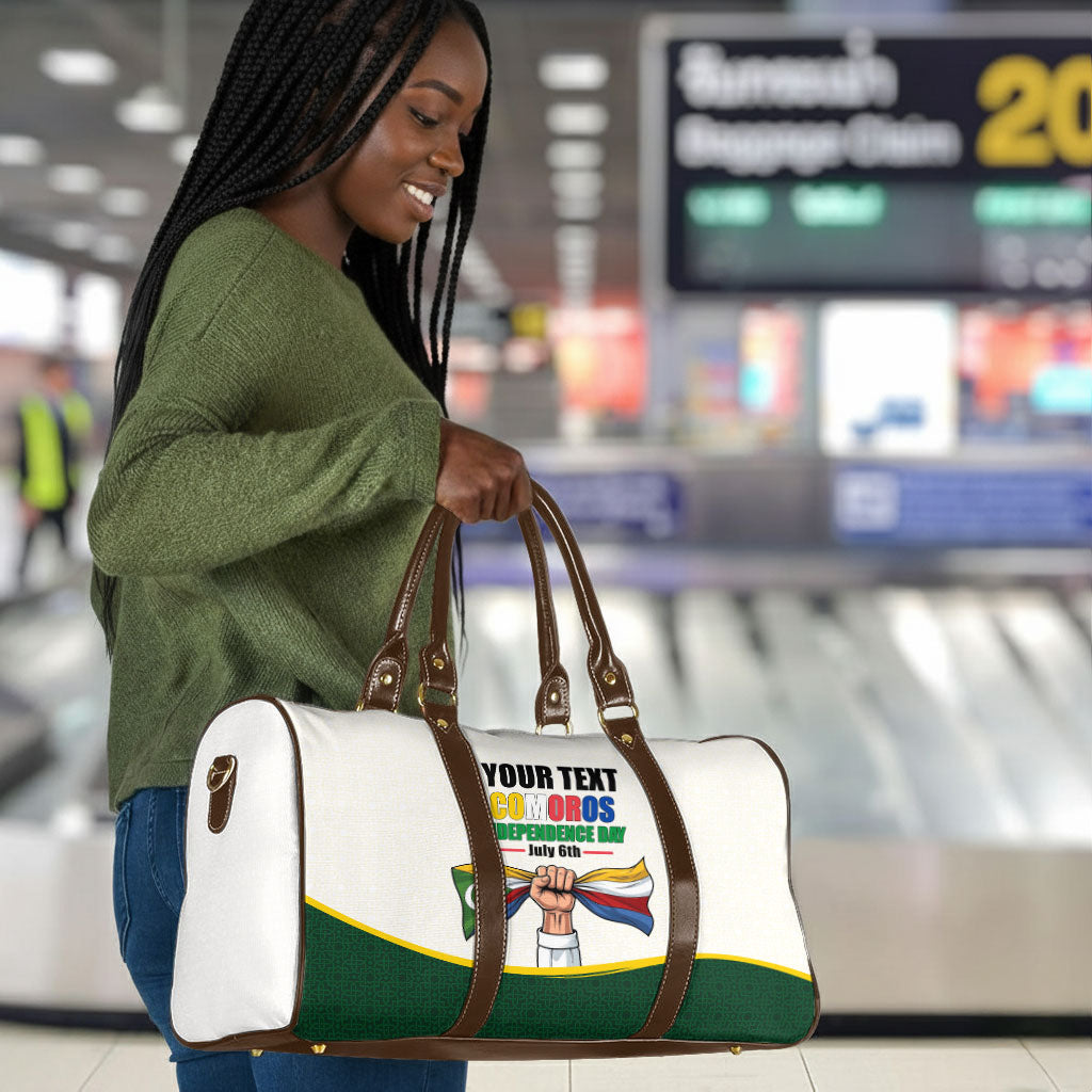 Personalized Comoros Independence Day Travel Bag July 6th National Pride Flag Graphic With Heritage Emblem