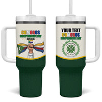 Personalized Comoros Independence Day Tumbler With Handle July 6th National Pride Flag Graphic With Heritage Emblem