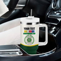 Personalized Comoros Independence Day Tumbler With Handle July 6th National Pride Flag Graphic With Heritage Emblem