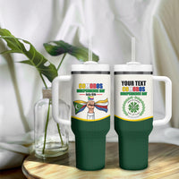 Personalized Comoros Independence Day Tumbler With Handle July 6th National Pride Flag Graphic With Heritage Emblem