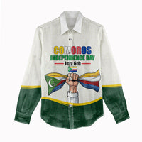 Personalized Comoros Independence Day Women Casual Shirt July 6th National Pride Flag Graphic With Heritage Emblem