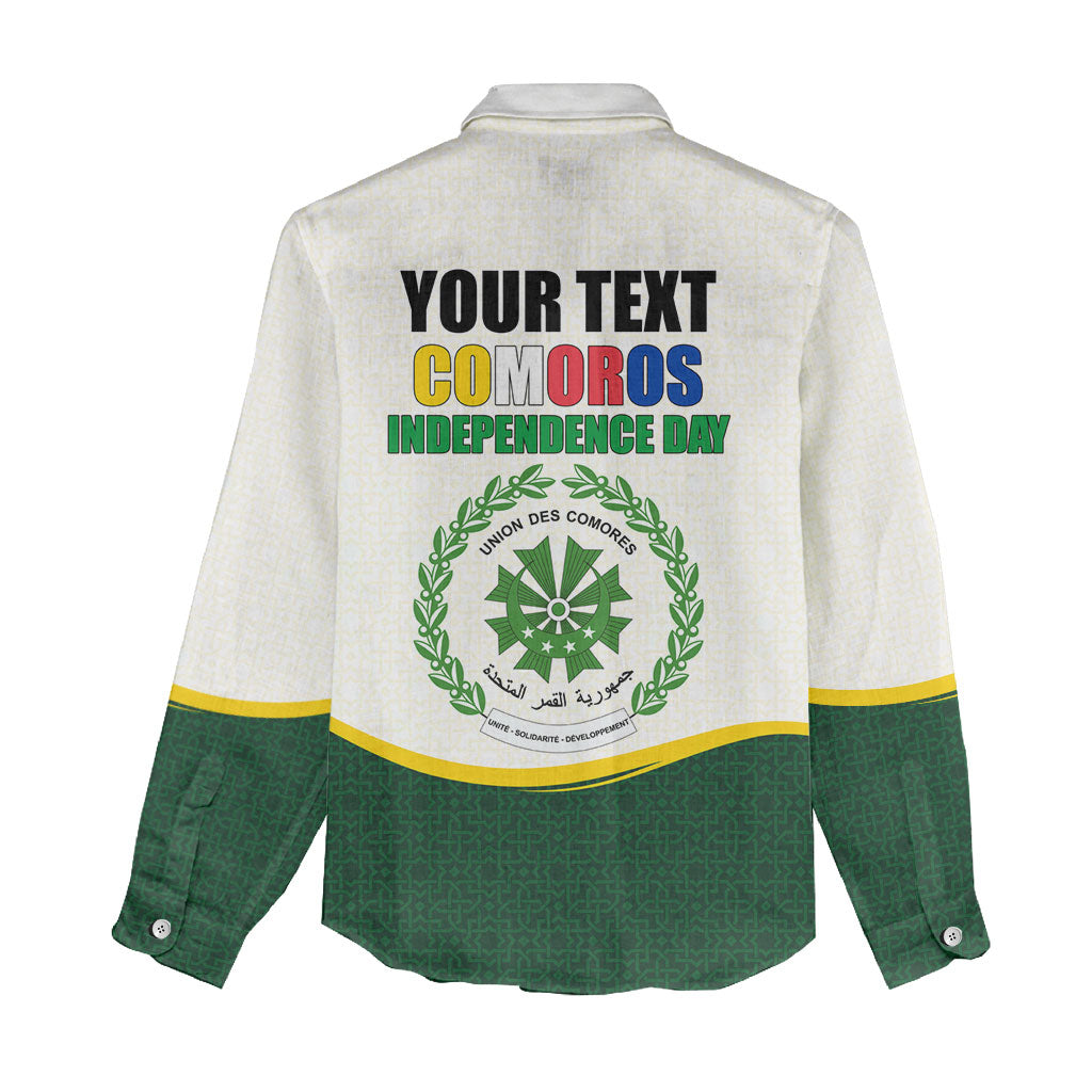 Personalized Comoros Independence Day Women Casual Shirt July 6th National Pride Flag Graphic With Heritage Emblem