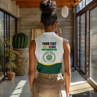 Personalized Comoros Independence Day Women Sleeveless Polo Shirt July 6th National Pride Flag Graphic With Heritage Emblem