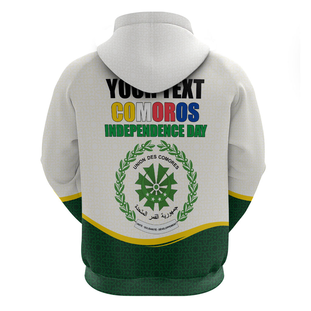 Personalized Comoros Independence Day Zip Hoodie July 6th National Pride Flag Graphic With Heritage Emblem