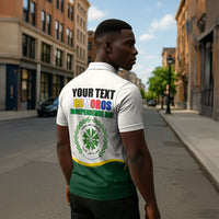 Personalized Comoros Independence Day Zipper Polo Shirt July 6th National Pride Flag Graphic With Heritage Emblem