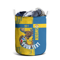 Personalized Sweden Soccer Laundry Basket Swedish Flag - Moose Football Mascot