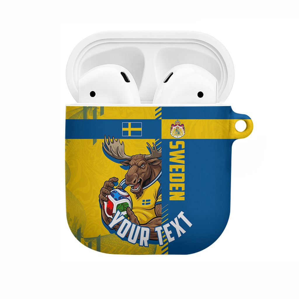 Personalized Sweden Soccer AirPods Case Swedish Flag - Moose Football Mascot