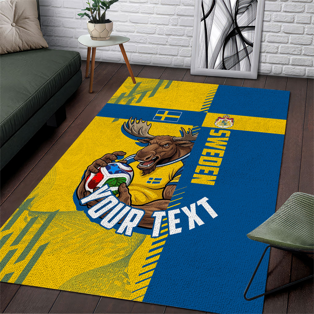 Personalized Sweden Soccer Area Rug Swedish Flag - Moose Football Mascot