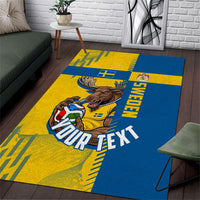 Personalized Sweden Soccer Area Rug Swedish Flag - Moose Football Mascot