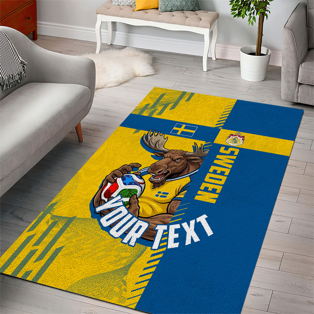Personalized Sweden Soccer Area Rug Swedish Flag - Moose Football Mascot