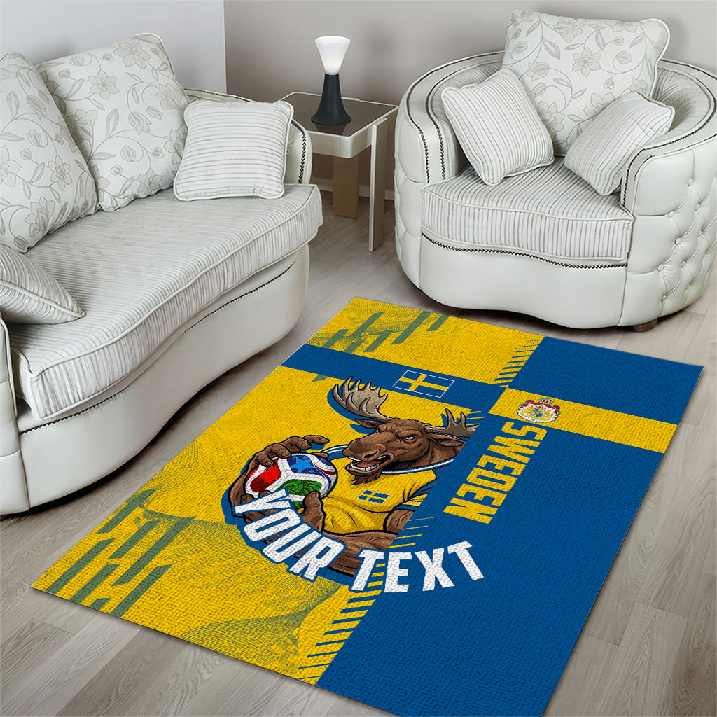 Personalized Sweden Soccer Area Rug Swedish Flag - Moose Football Mascot
