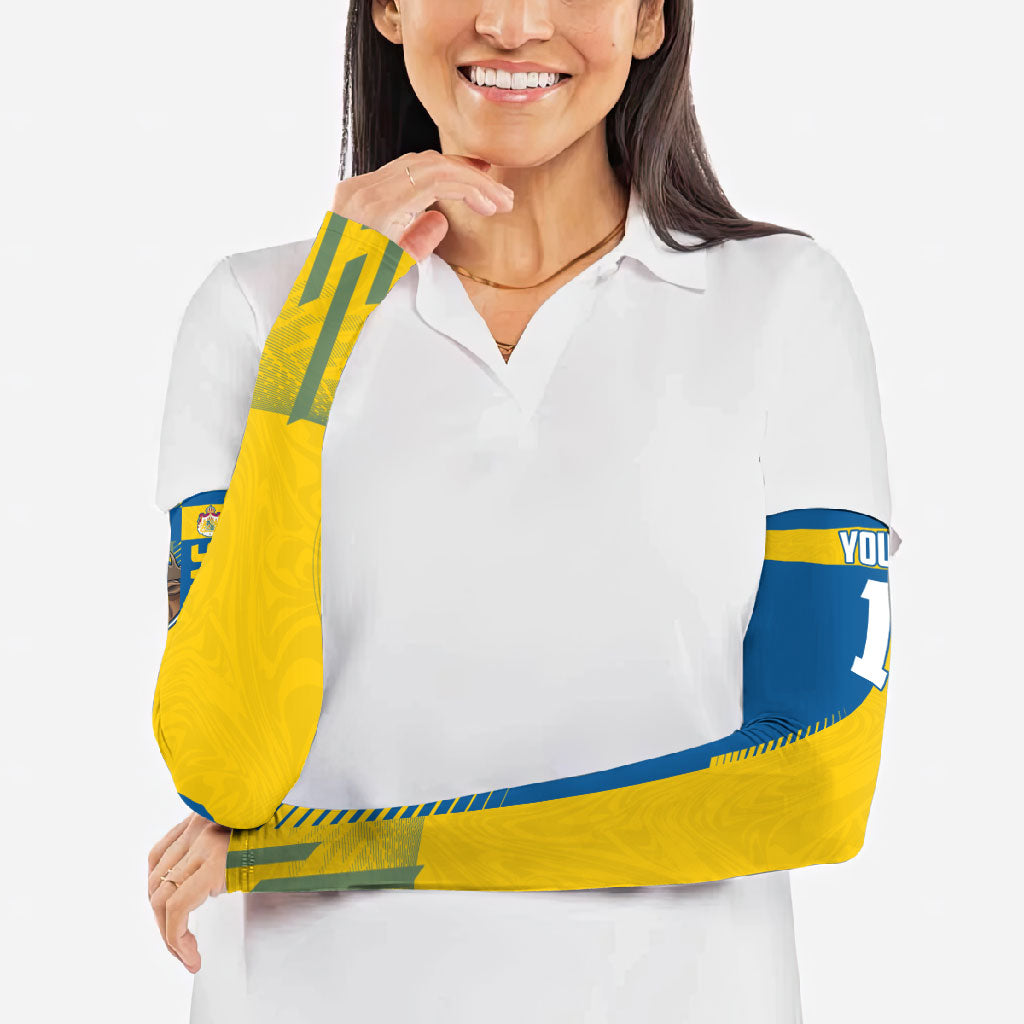 Personalized Sweden Soccer Arm Sleeves Swedish Flag - Moose Football Mascot