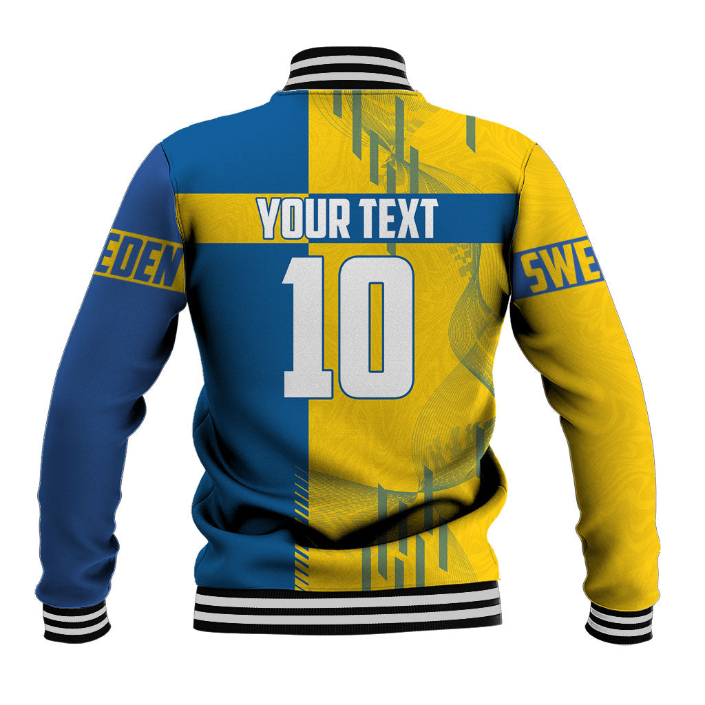 Personalized Sweden Soccer Baseball Jacket Swedish Flag - Moose Football Mascot