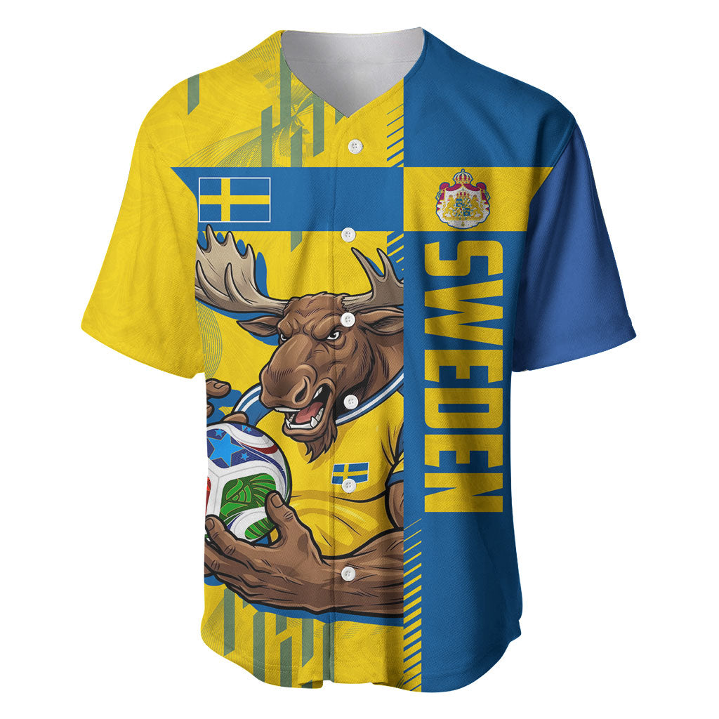 Personalized Sweden Soccer Baseball Jersey Swedish Flag - Moose Football Mascot